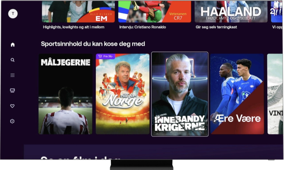 Bilde av TV-skjerm som viser innhold i TV 2 Play-appen.