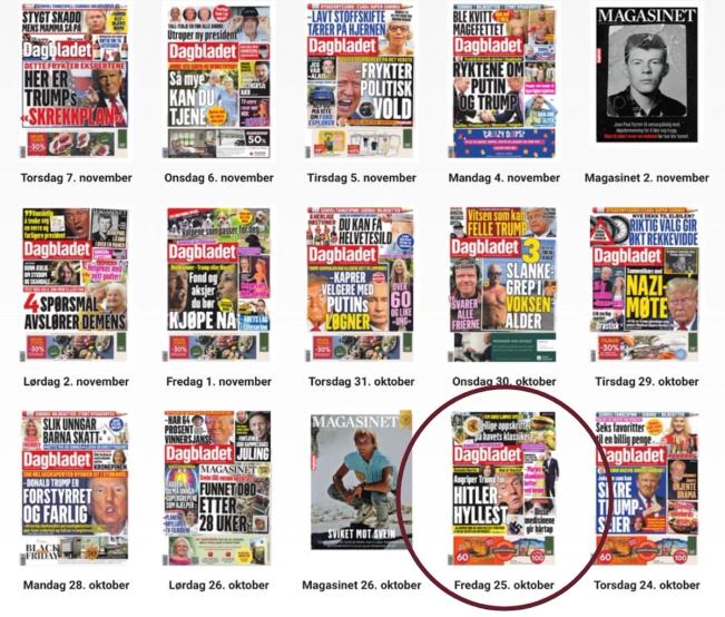 Forsider av Dagbladet