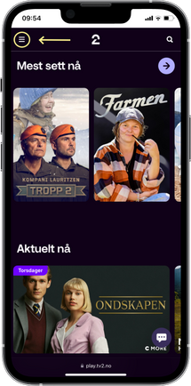 Mobil som er inne på nettsiden tv2play.no