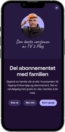 Bilde av mobiltelefon som er inne på menyen til familiedeling.