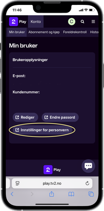 Bilde av en mobil er inne på Konto-sidene.