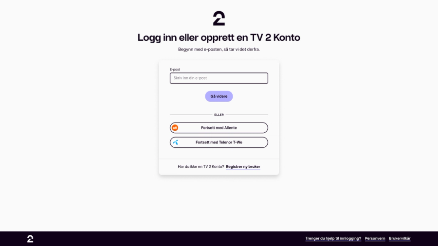 TV 2konto på TV 2 Play Konto og abonnement TV 2 Hjelp