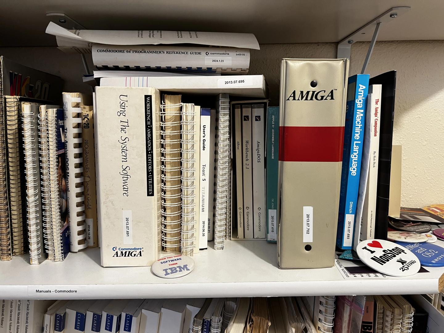 book shelf with books for AMIGA and Commodore 64