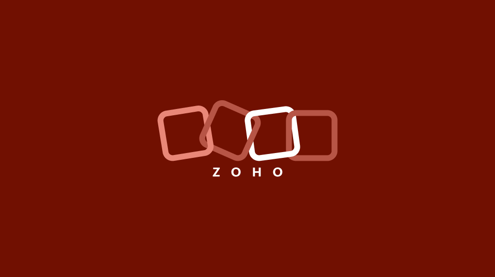 The Zoho logo in white on an orange background