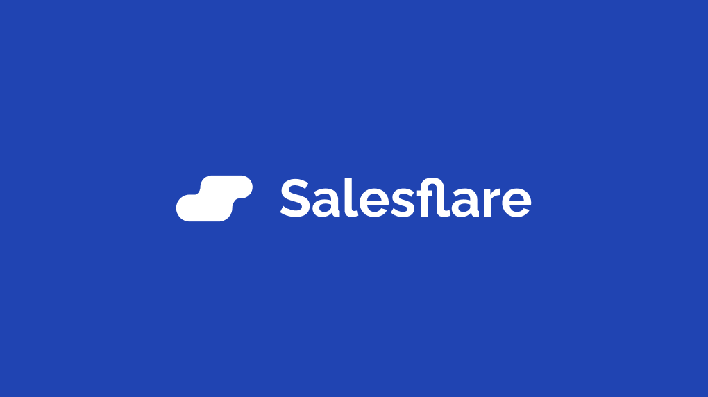 Salesflare's logo in white on a blue background