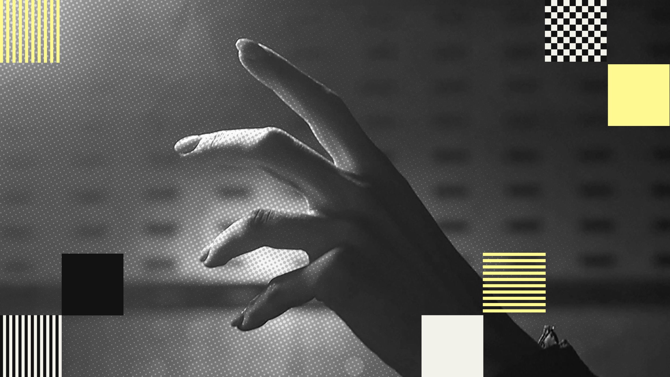 A hand in front of a robotic backdrop to signify AI