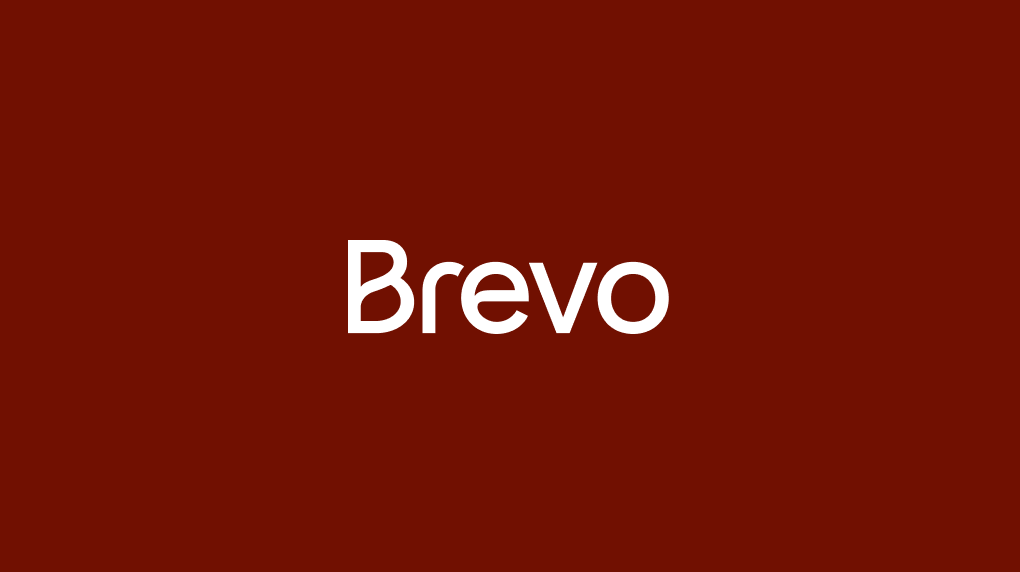 The Brevo logo in white on an orange background