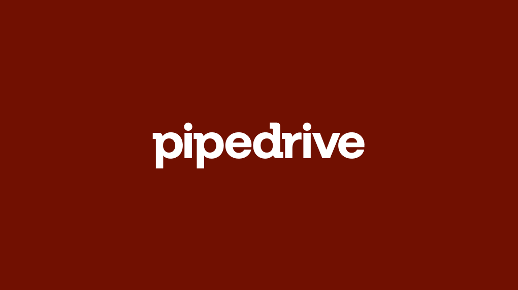 The Pipedrive in white on an orange background