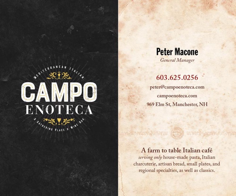 Campo Enoteca Business Card Design — Campo Enoteca