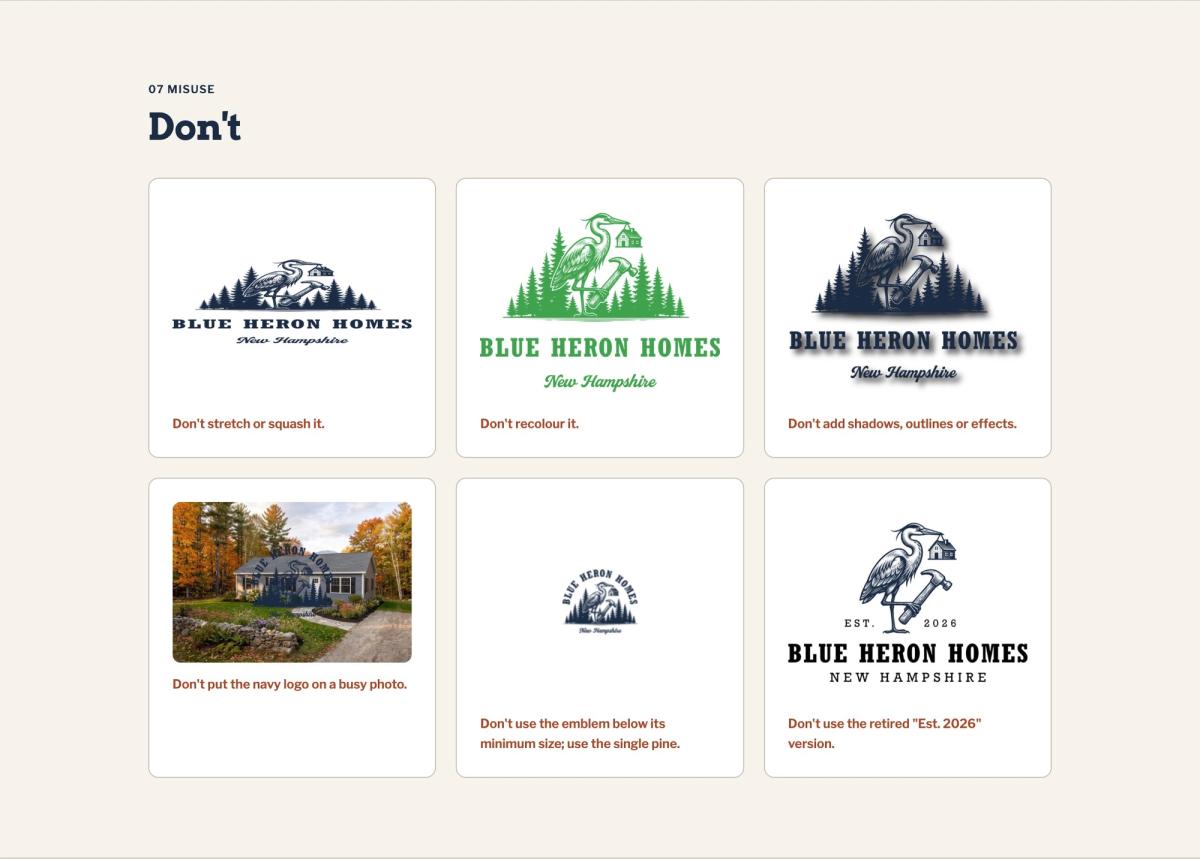 Blue Heron Homes Logo and Brand Identity for Blue Heron Homes (8)