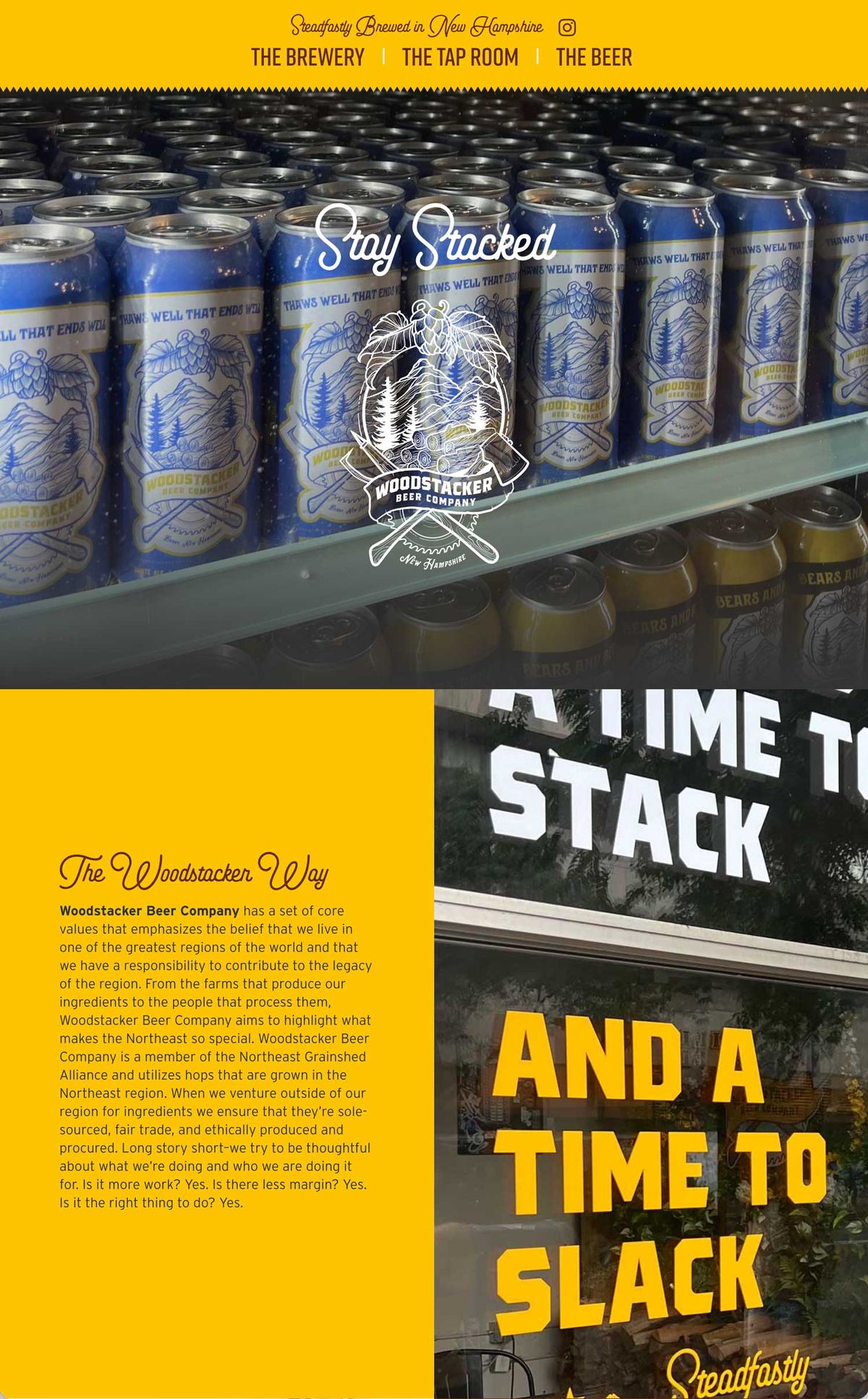 Woodstacker Beer Company website homepage design