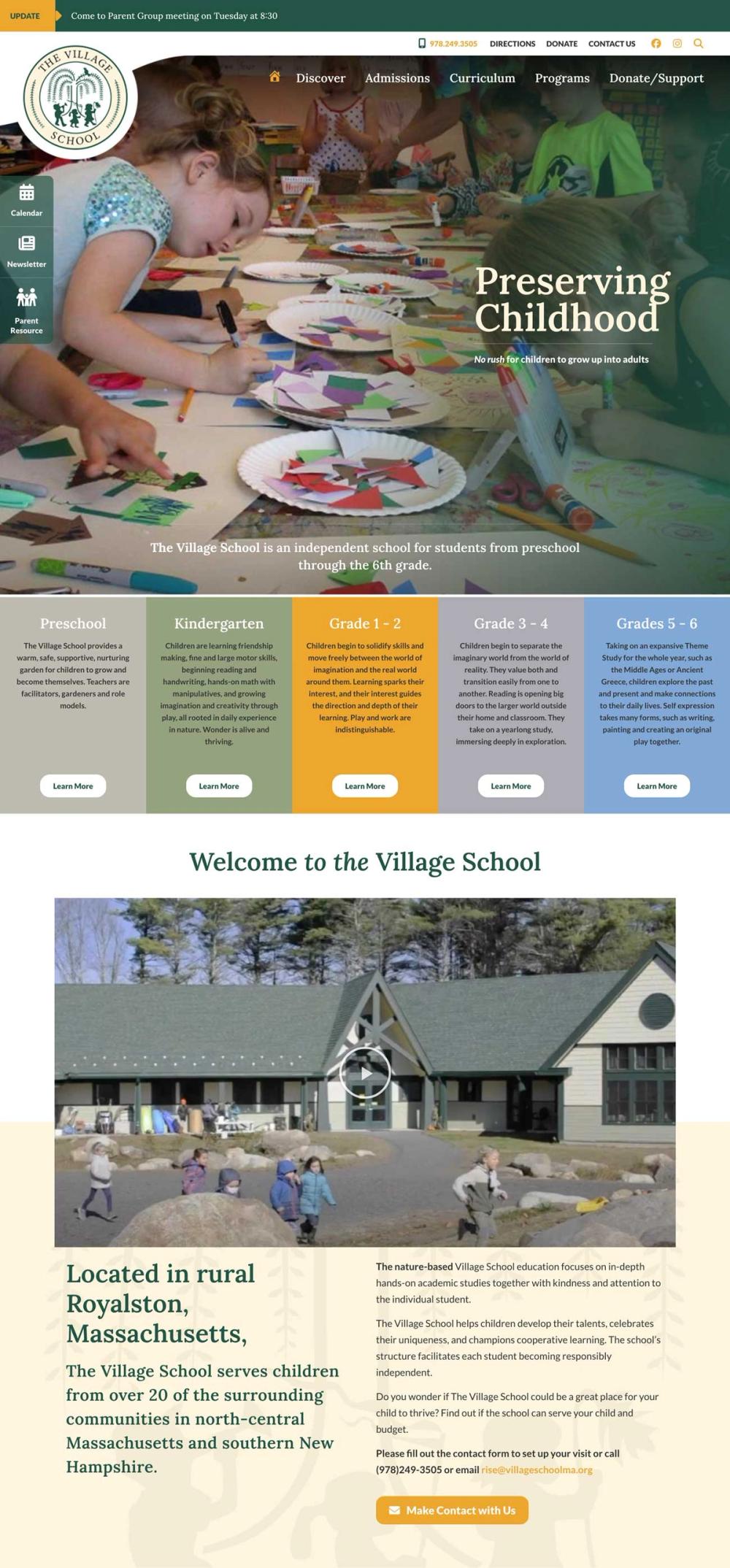 The Village School Website Design — The Village School