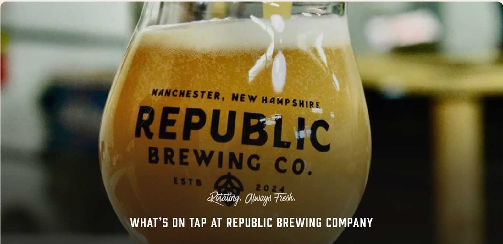 Republic Brewing Company tap list on the website, synced from Untappd