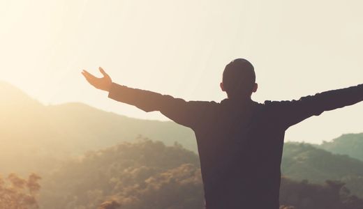 Man with spreaded arms