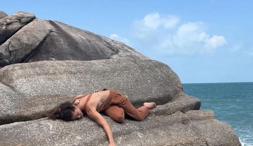 Woman on rock