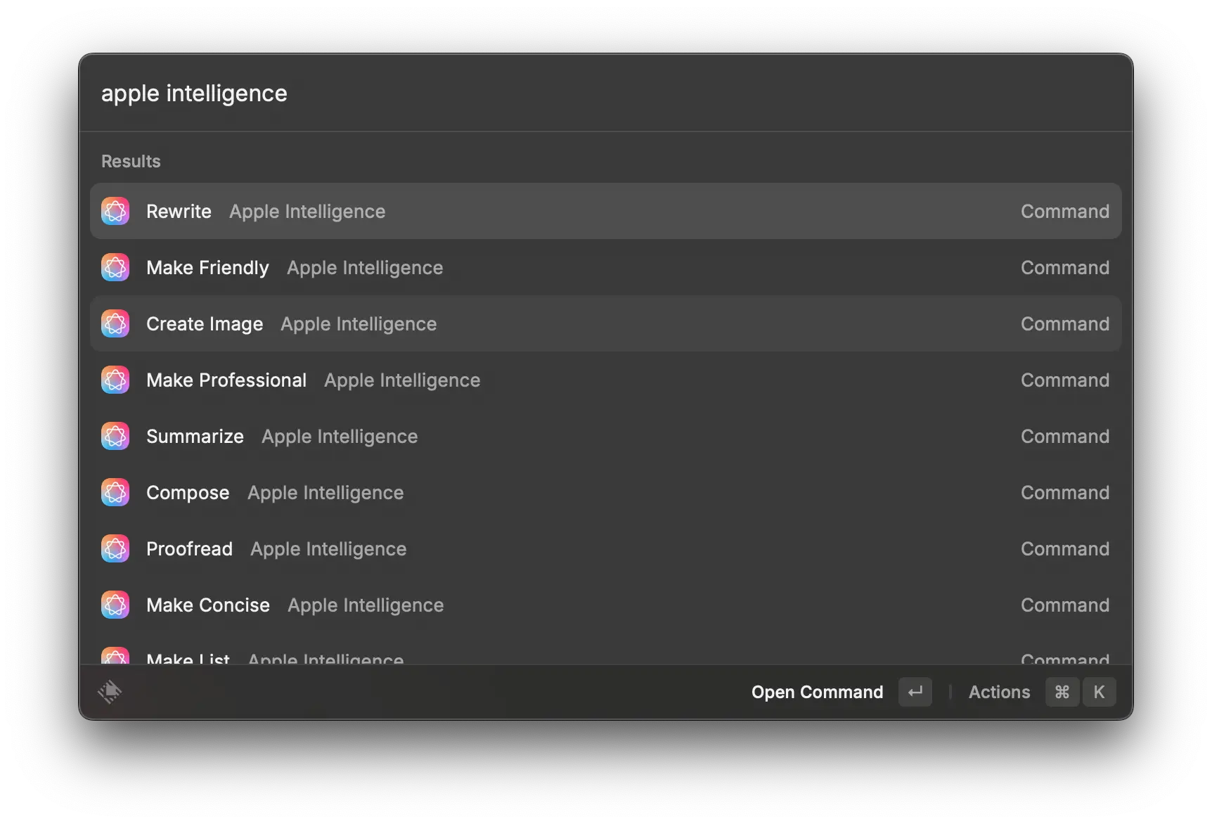 This is how I am using apple intelligence AI - Mac OS sequoia - Raycast