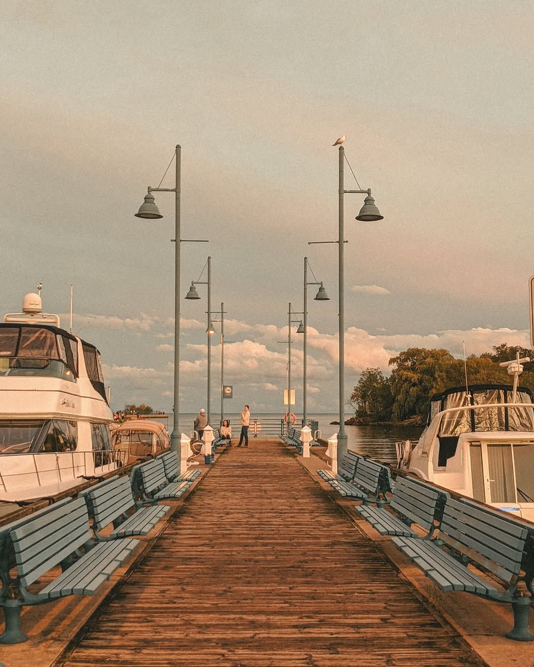 Port Credit boat deck in Mississauga photographed by Maninder Singh in warm evening light.