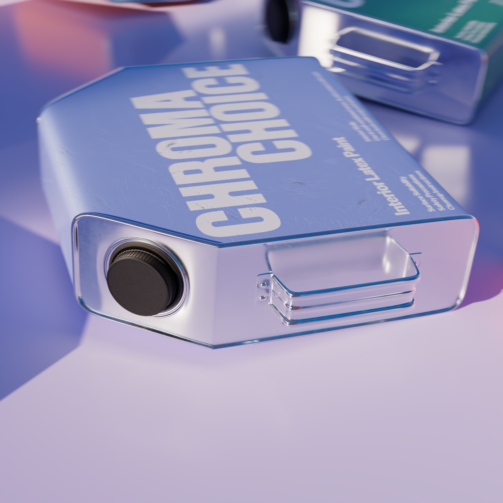 Close up of an aluminum paint canister