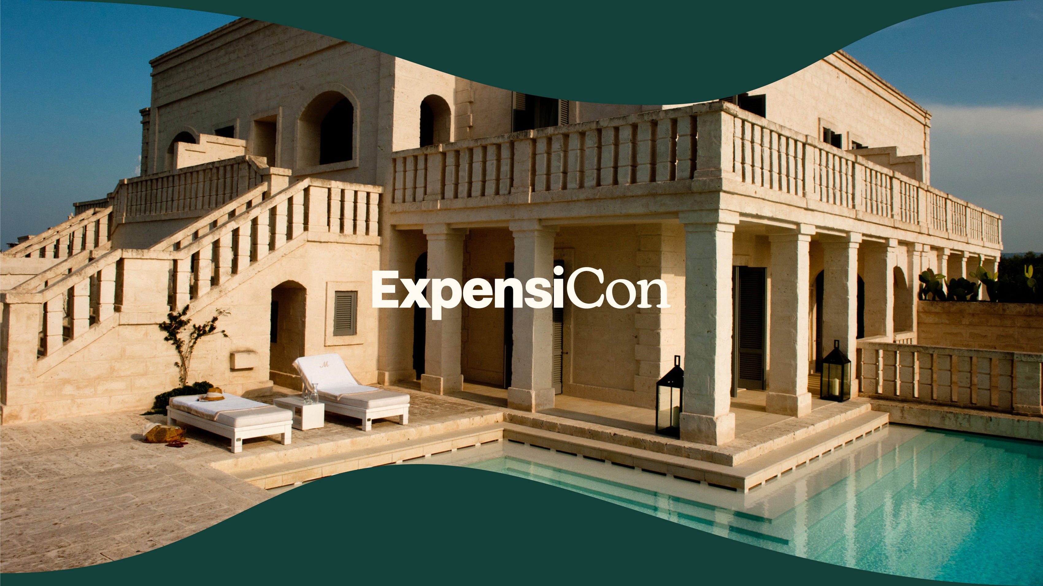Photo of an italian villa with the Expensicon logo overlaid on top of it