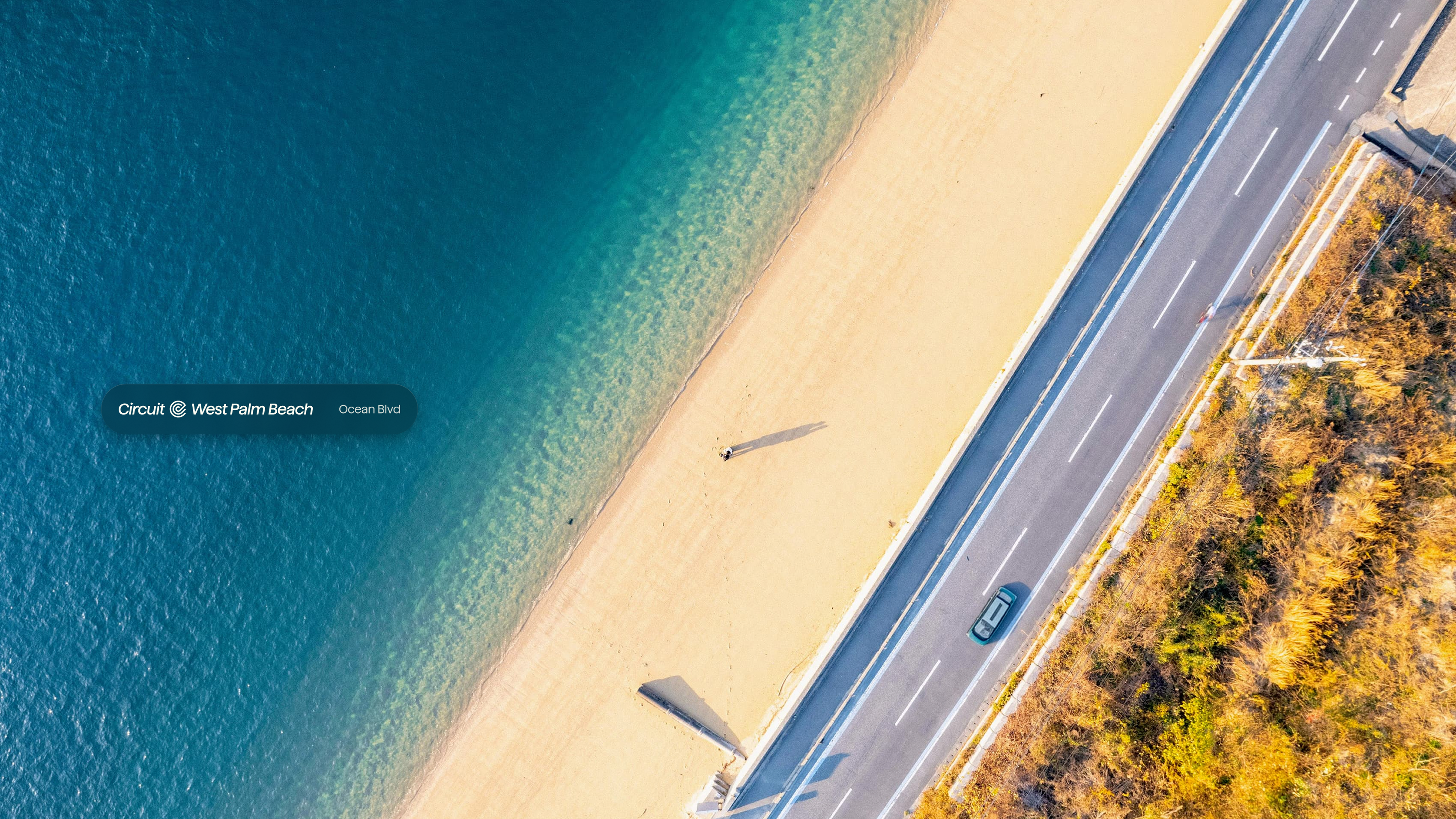 Circuit car, drone view