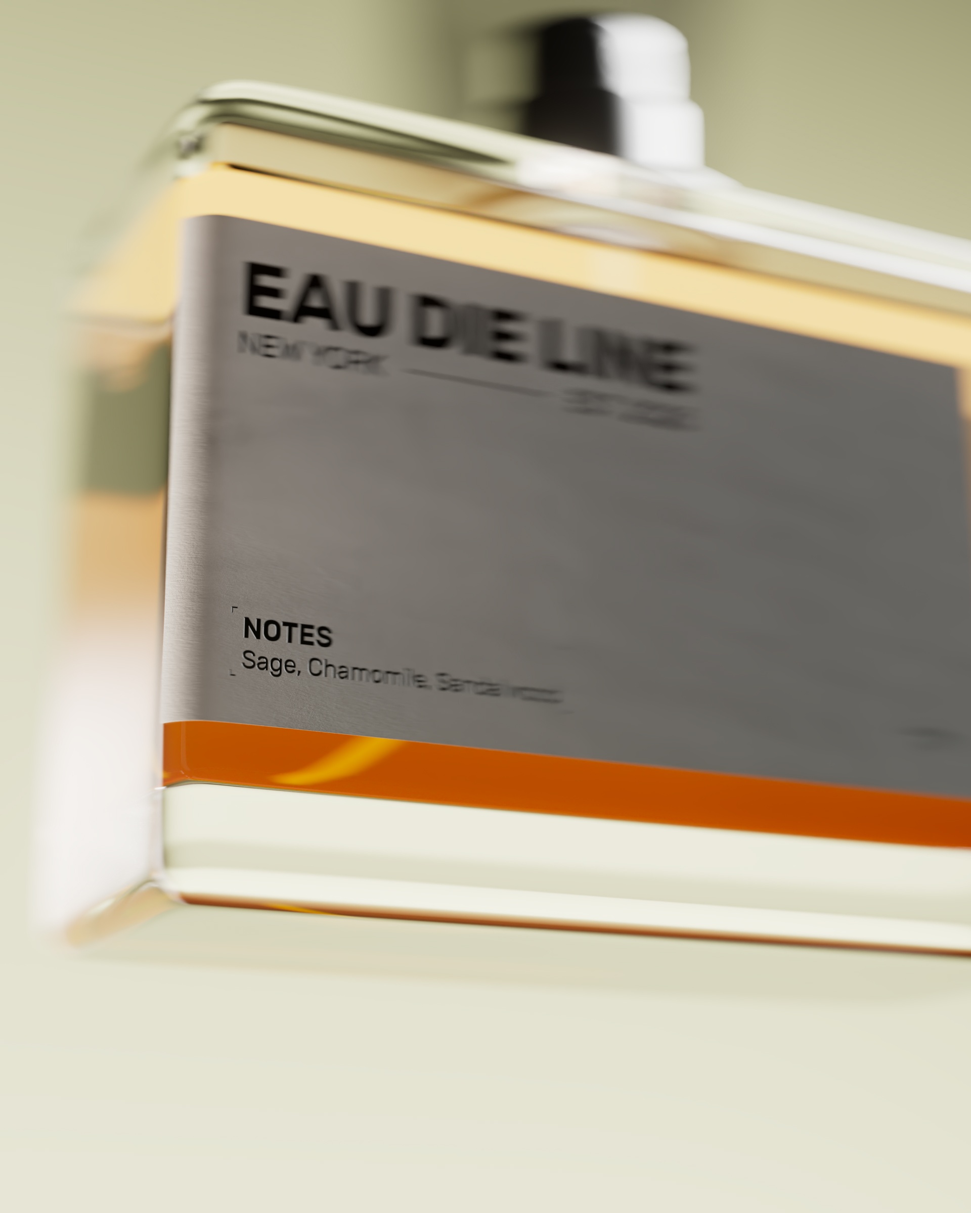 Blurry image zoomed in on fragrance label