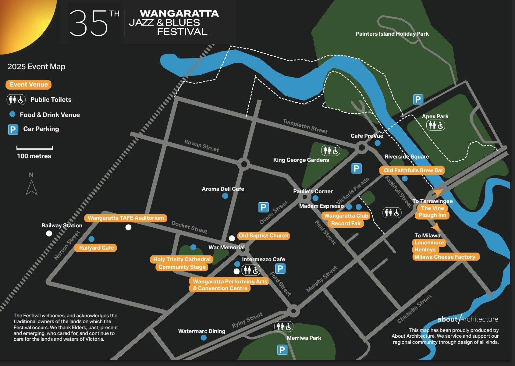 2025 Wangaratta Jazz and Blues Festival map
