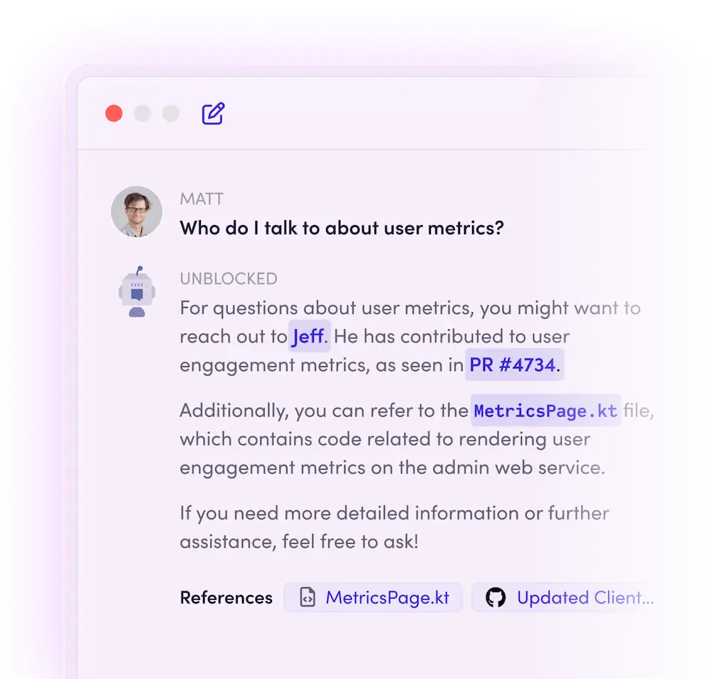 Unblocked screenshot, Dashboard Question and Answer
