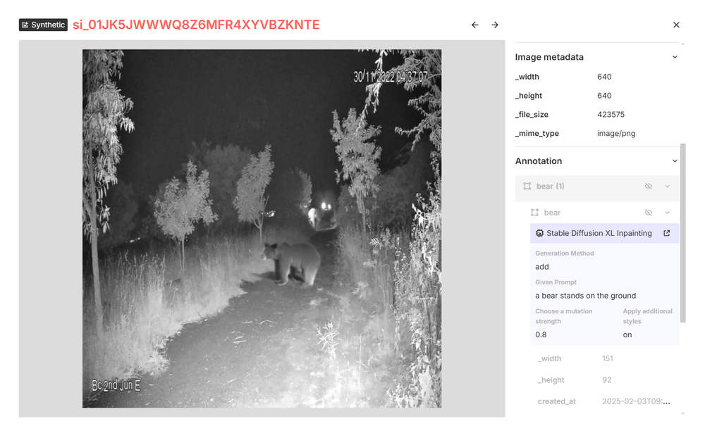 A bear synthesized into a nighttime CCTV scene using generative AI