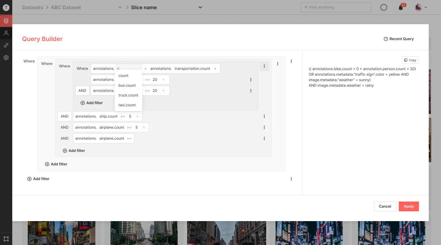 Query Builder in Superb AI Suite