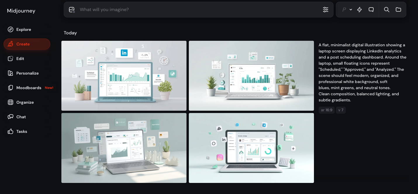 A screenshot of a workspace from Midjourney