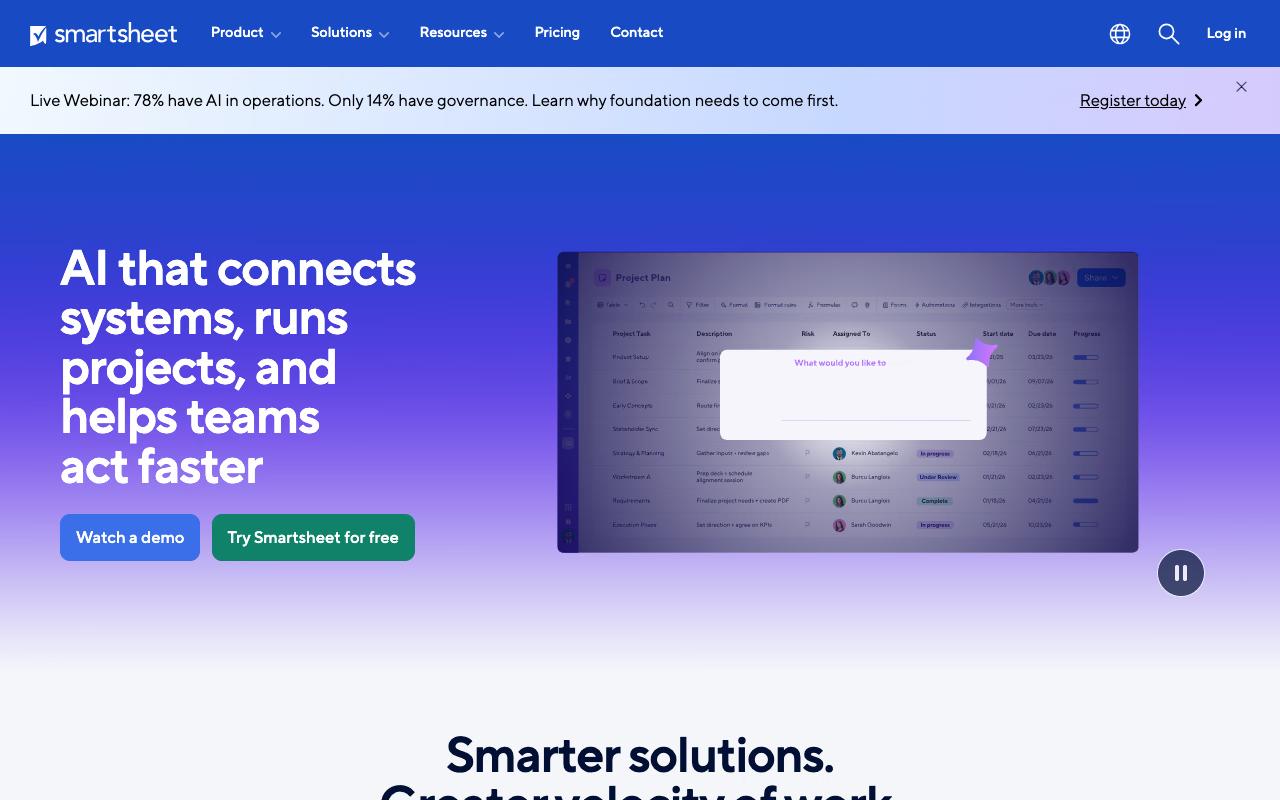 Smartsheet screenshot