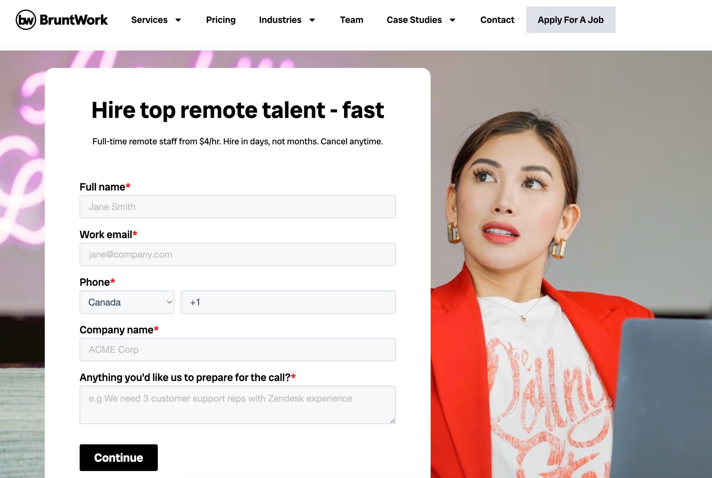 bruntwork homepage