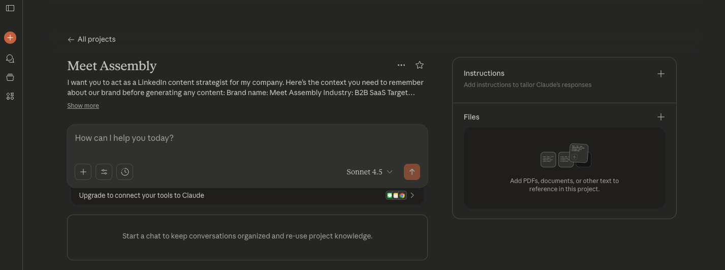 A screenshot of a Project from ClaudeAi
