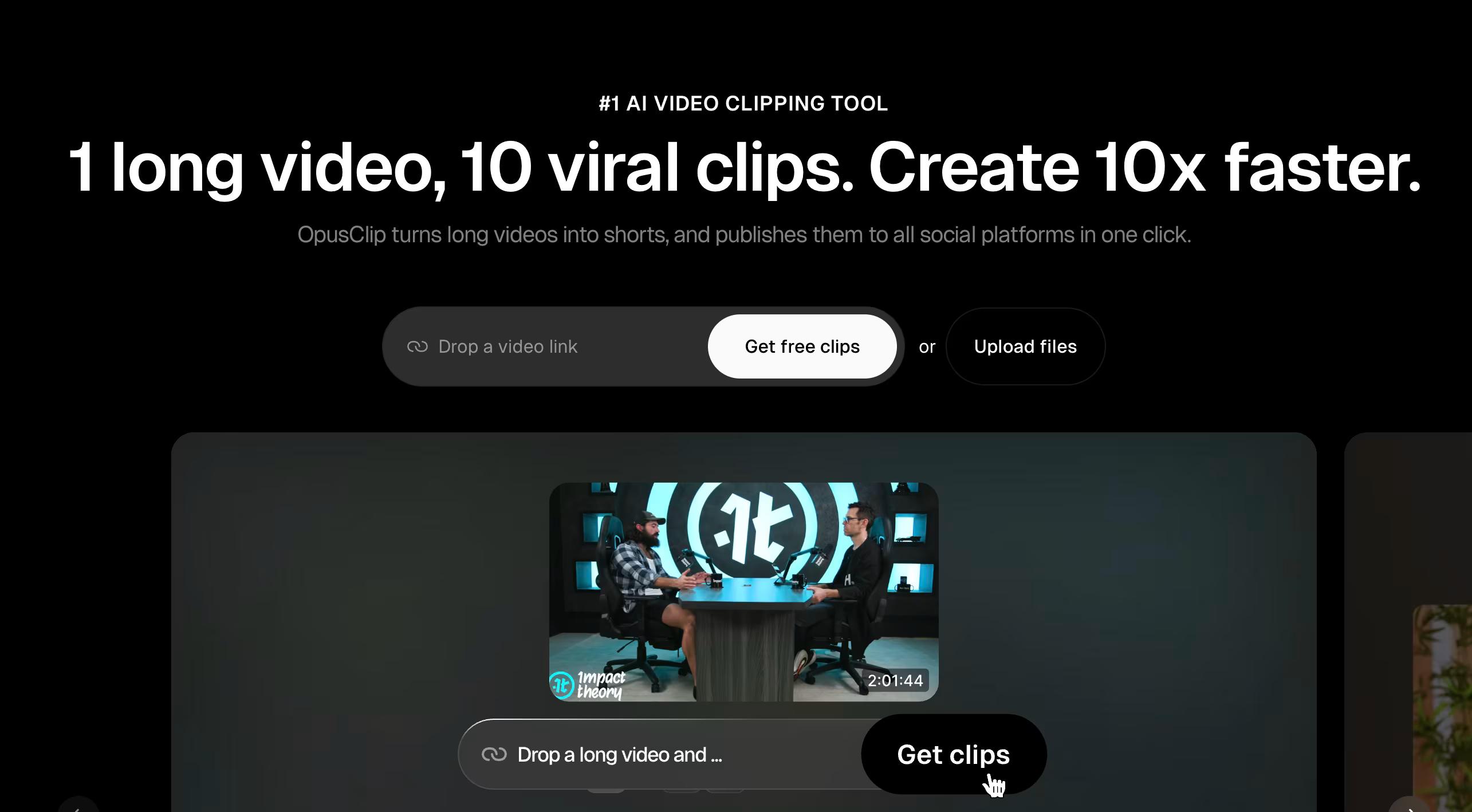 opusclips homepage