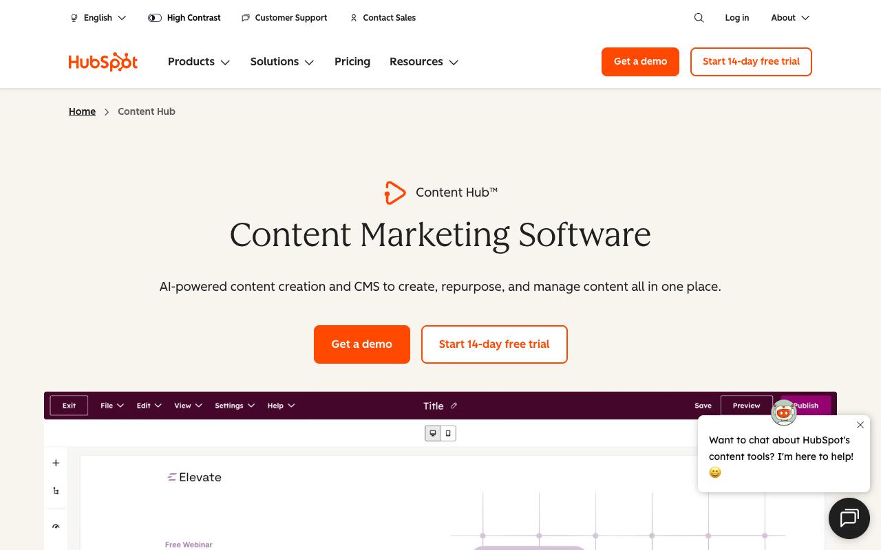 HubSpot Marketing Hub screenshot