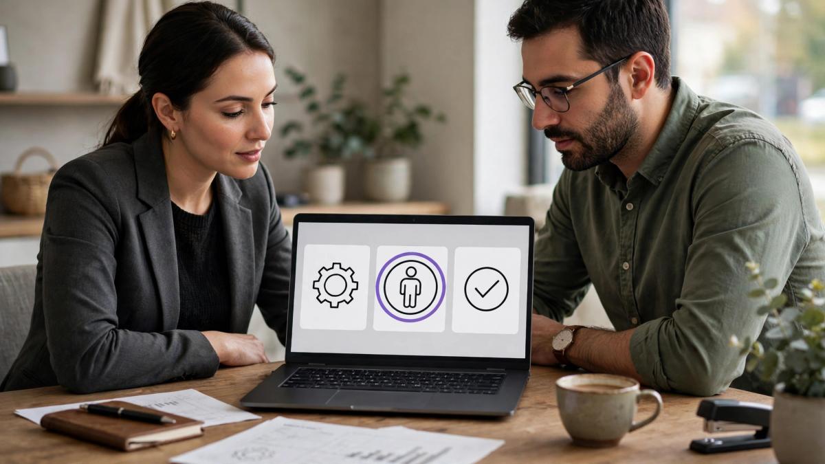 Banking professionals reviewing an AI workflow with separate preparation and approval stages.