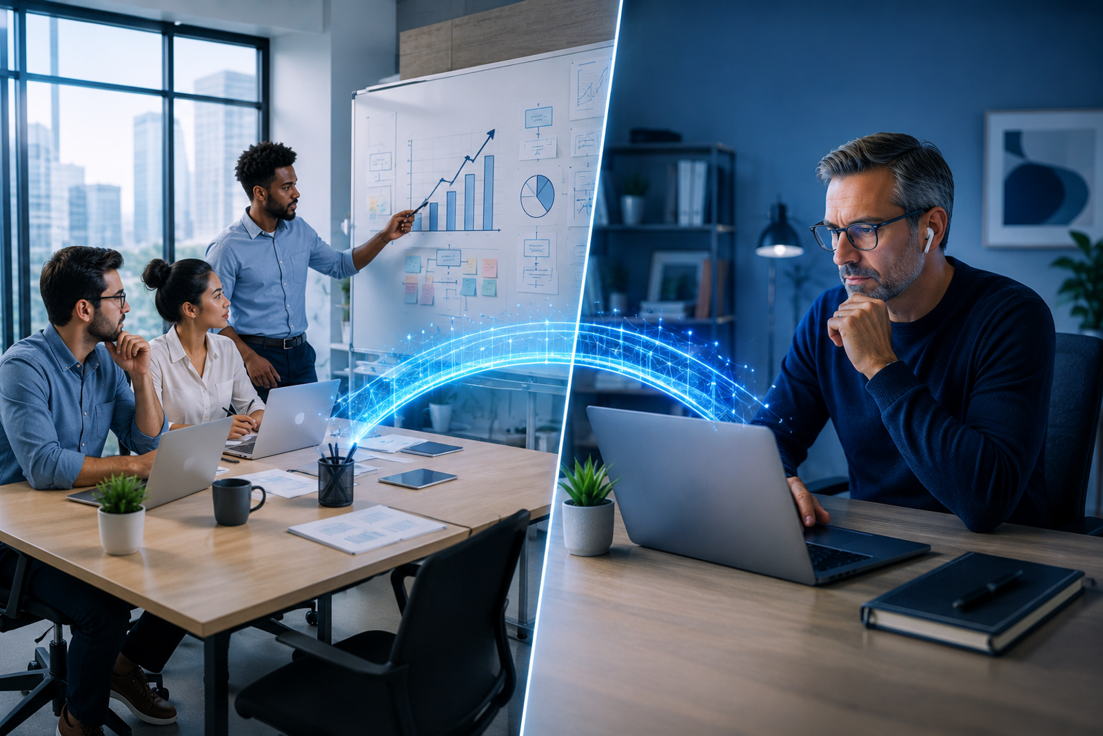 A B2B SaaS startup team connecting with a fractional CMO
