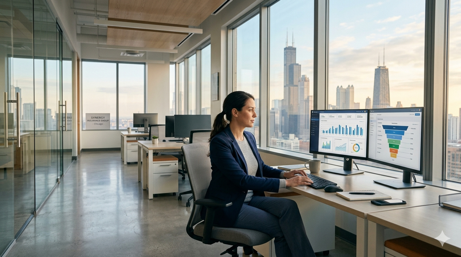 Chicago independent insurance agent using CRM automation and lead scoring dashboard to manage client acquisition.