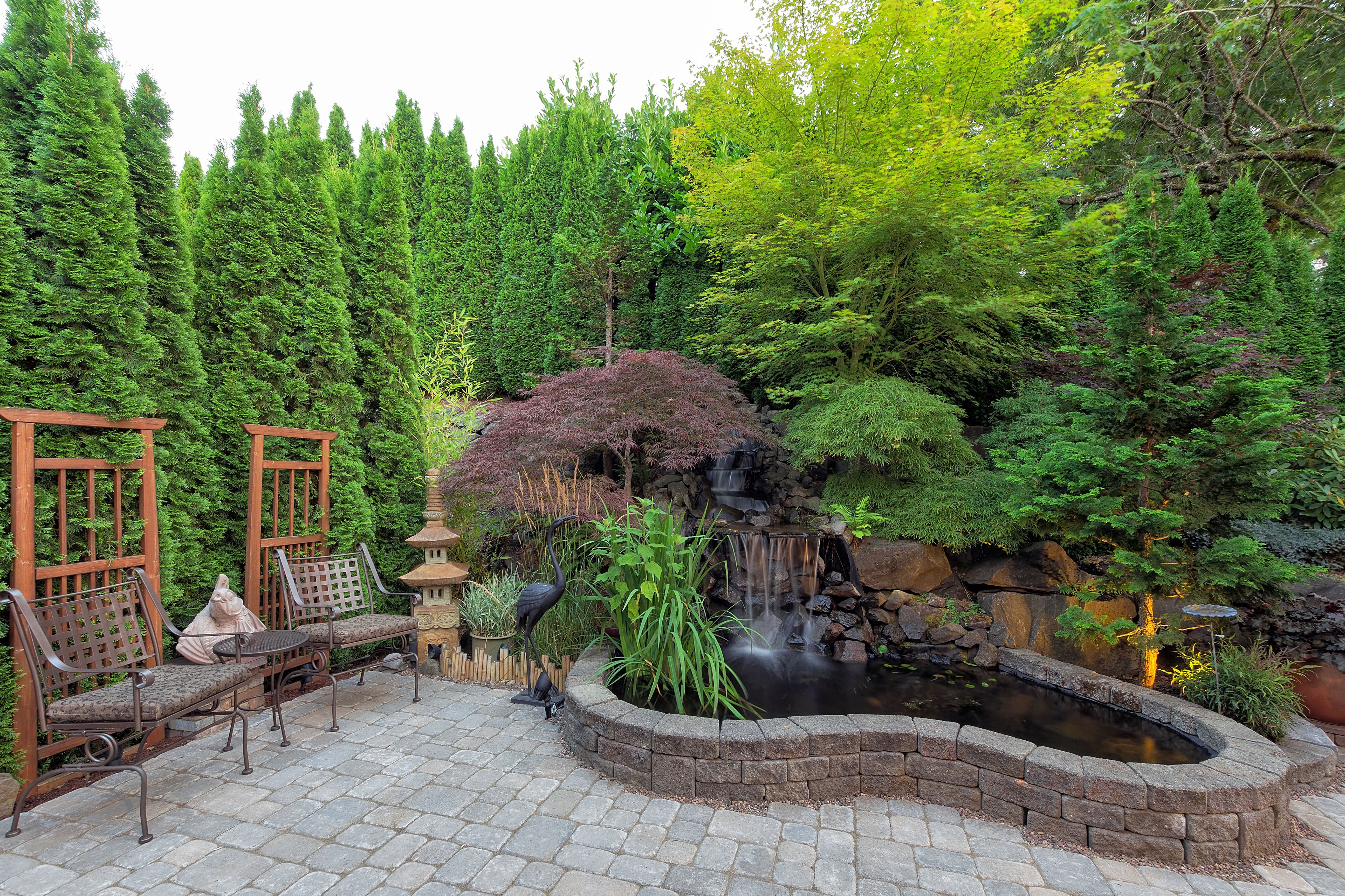 yard landscaping ideas, small rock garden ideas for backyard with a rock wall waterfall