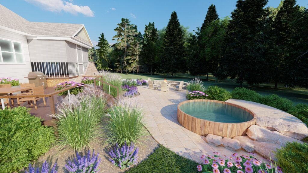 great idea for an above ground pools backyard designs to create a cottage vibe with trees, grass, and a round pool