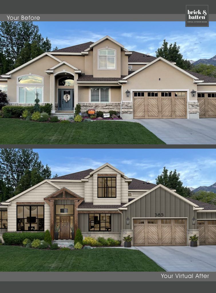 Before and After Home Exterior Transformation by residential exterior design firm, brick&batten