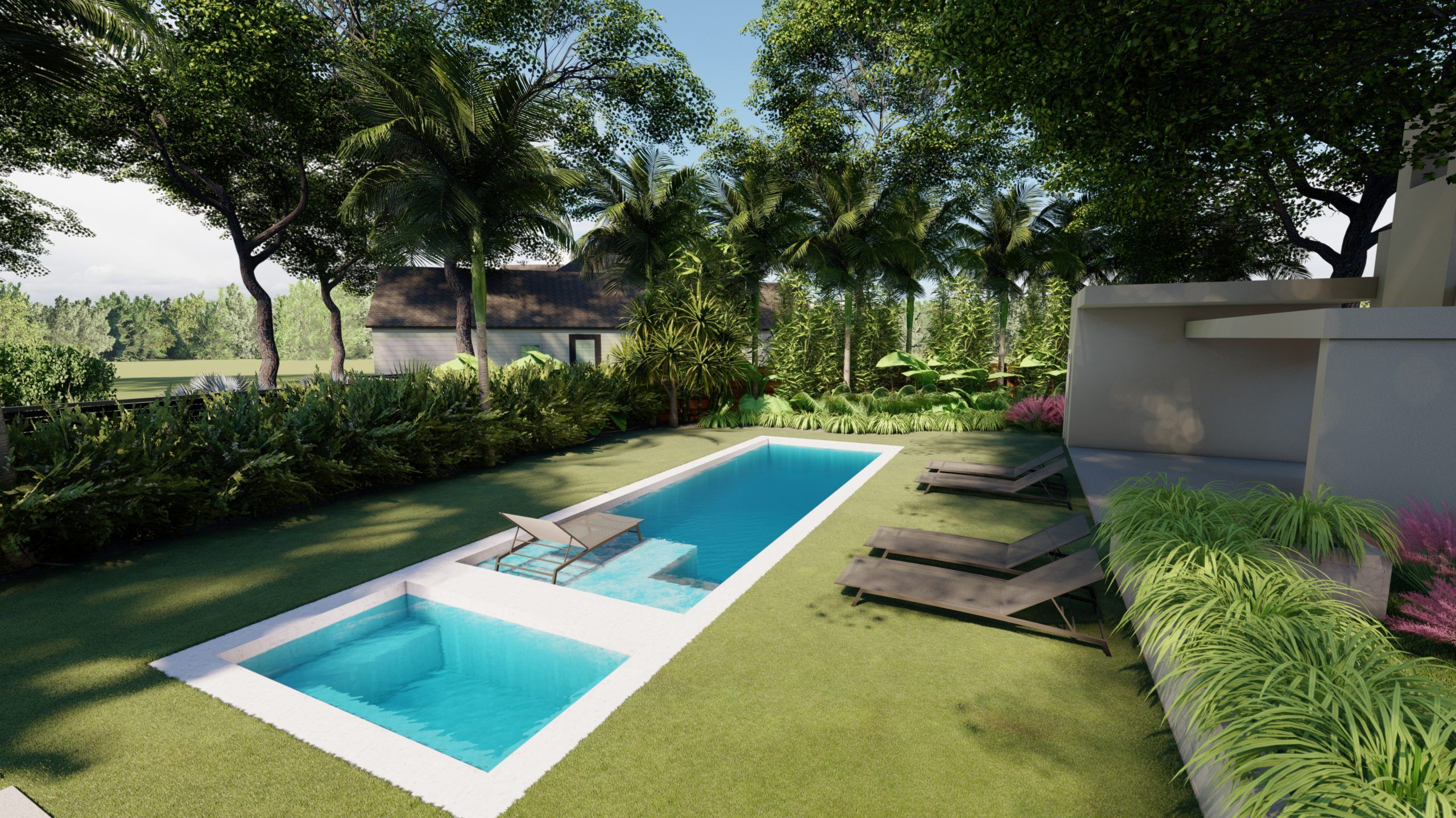 backyard with modern pool