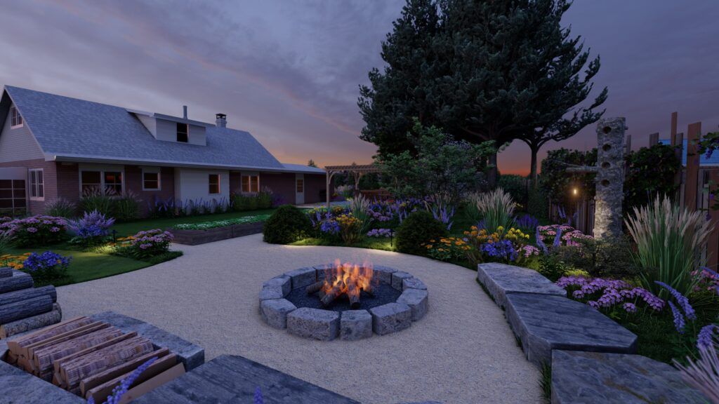 a DG fire pit area that is less per square foot than other materials