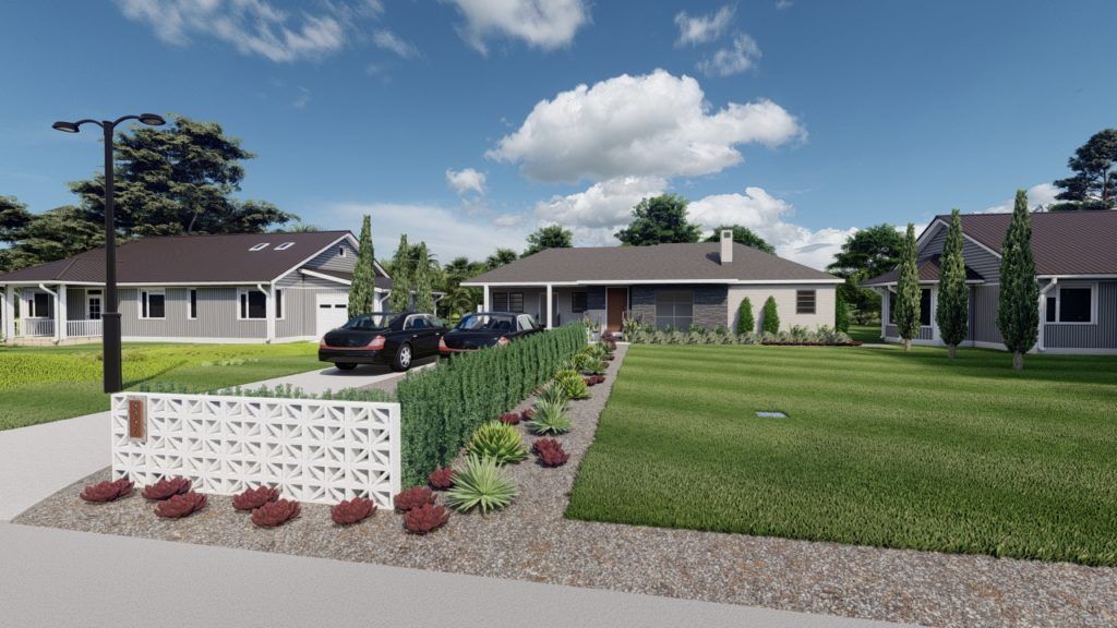 3D Render of a Front Yard Landscape Design Plan