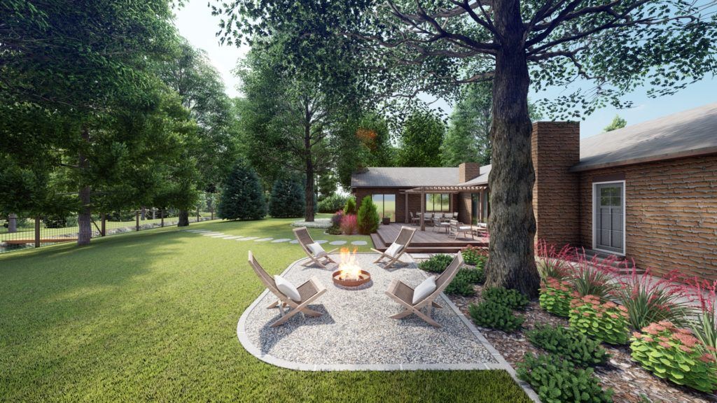 crushed granite, gravel fire pit area in backyard vs. a yard of gravel