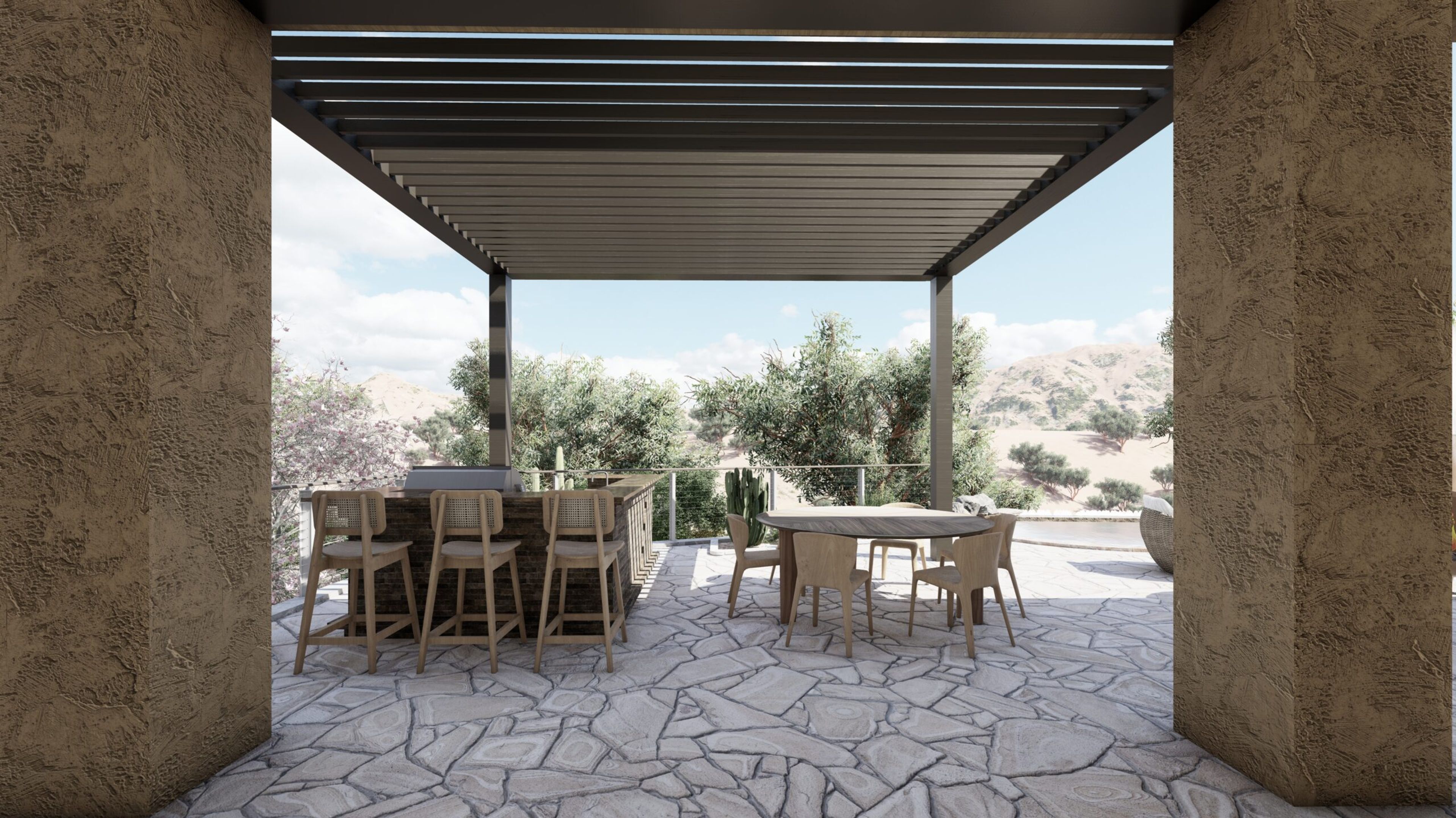 A shaded patio area in an Arizona plan