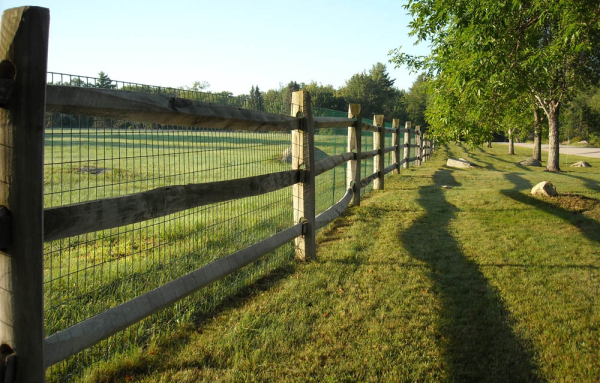 post and rail wood and net fence