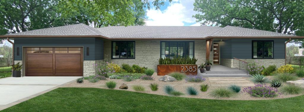 Mod Ranch Home with modern entry numbers, designed by residential exterior design firm brick&batten