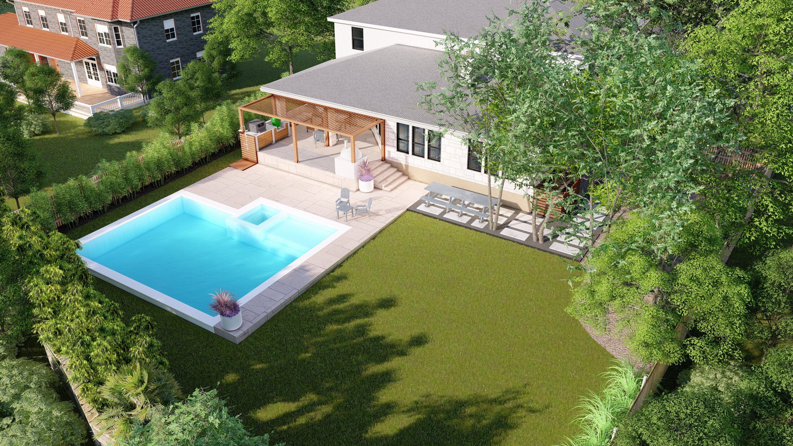 modern 3d render for a Tilly plan