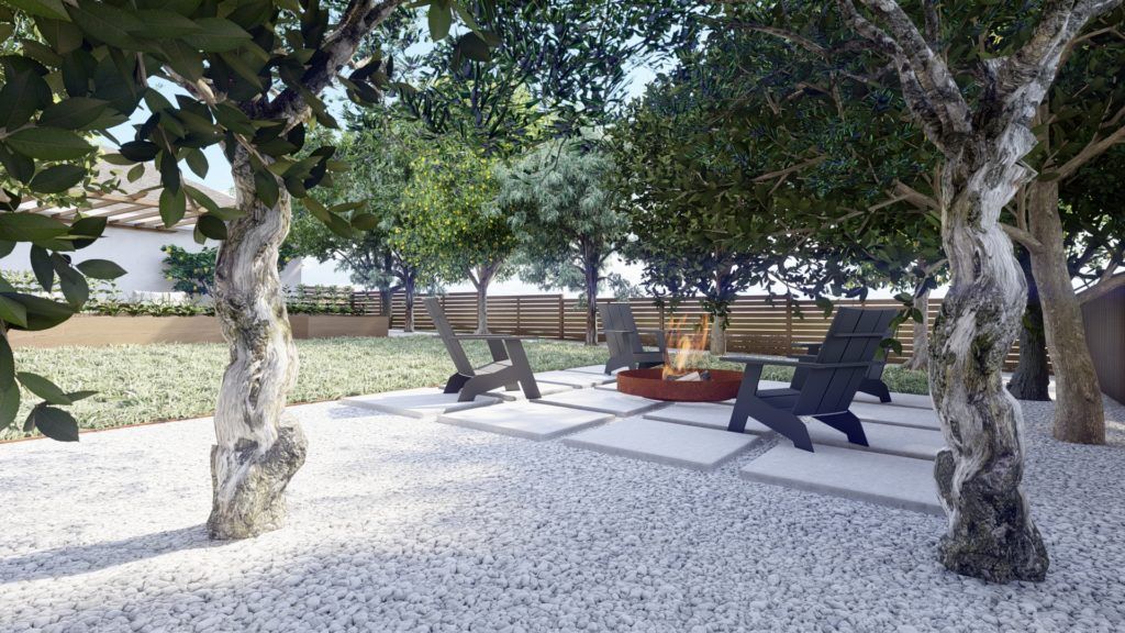 gravel in a side yard with landscape rocks for a no mow grass